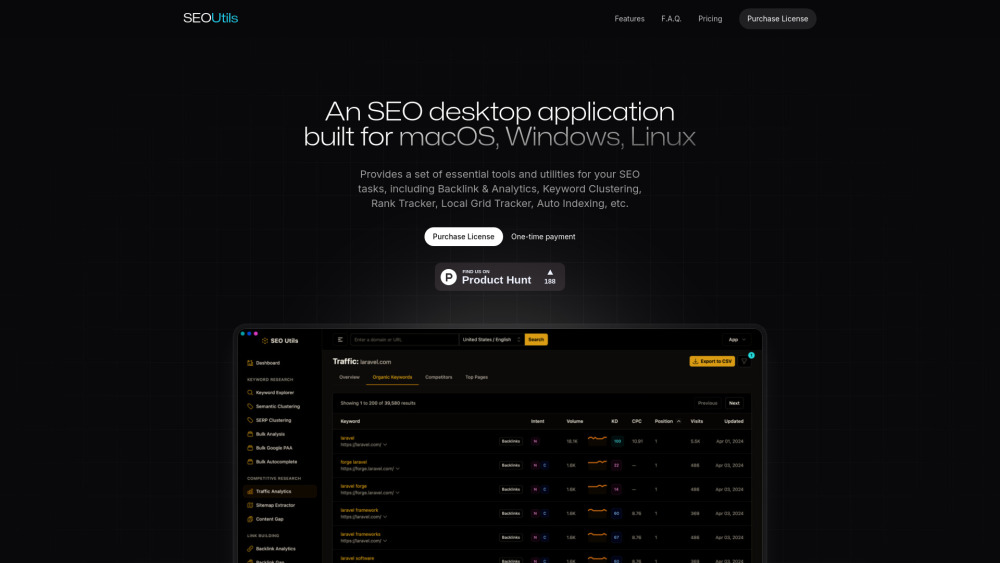 Seo Utils website screenshot