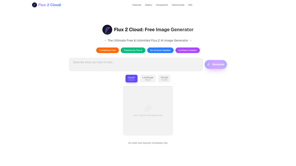 Flux 2 Cloud website screenshot