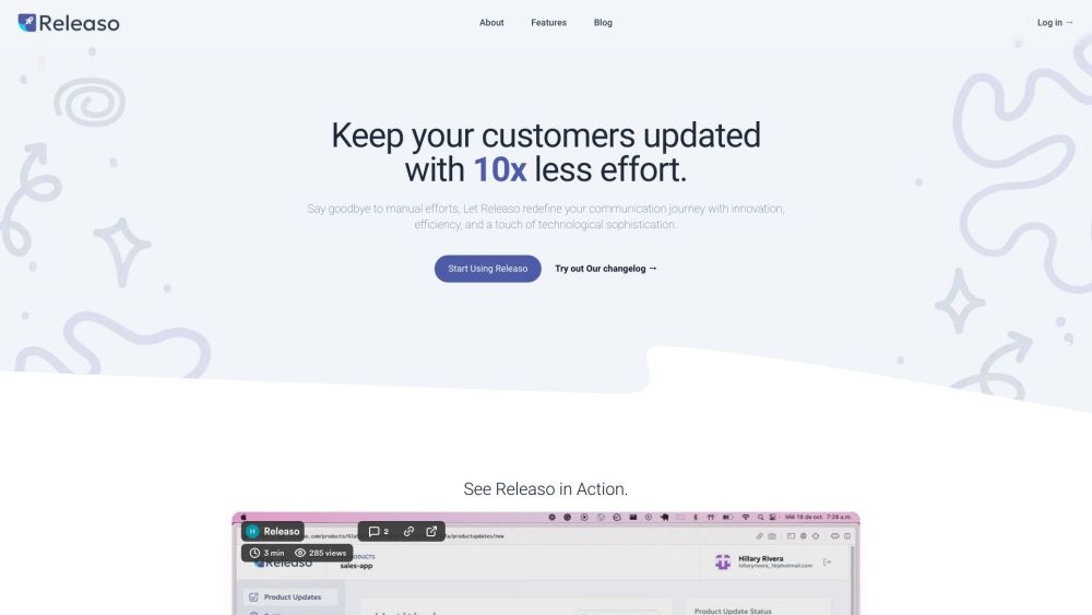 Releaso website screenshot