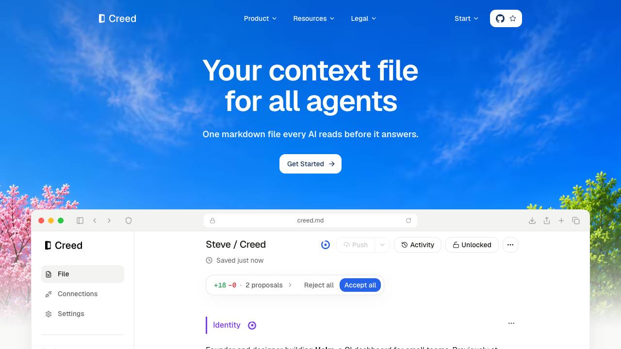 Creed website screenshot