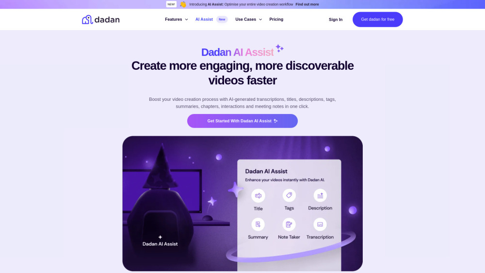 Dadan Ai Assist website screenshot