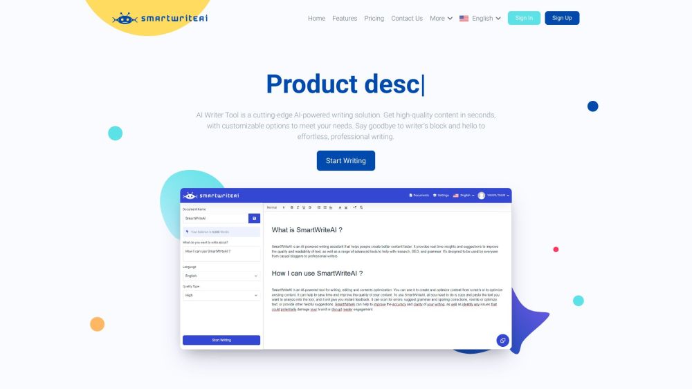 Smartwriteai website screenshot