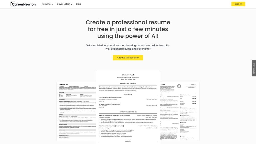 CareerNewton website screenshot