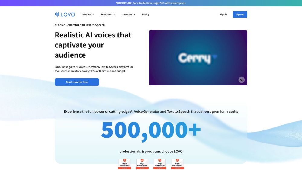 Lovo Ai website screenshot