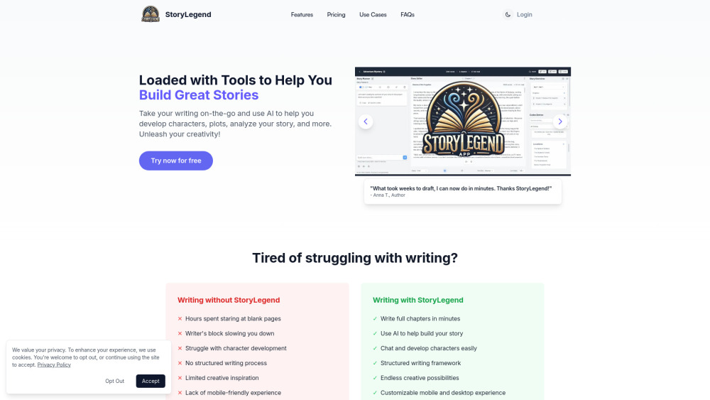Storylegend website screenshot