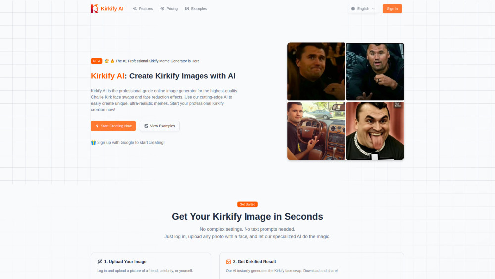 Kirkify AI website screenshot