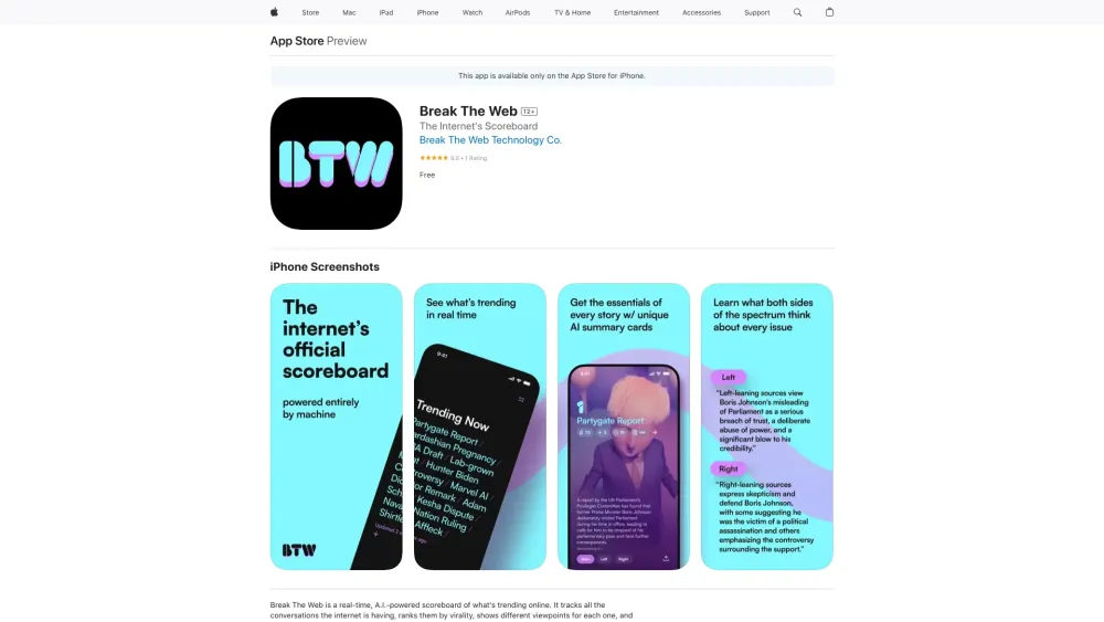 Break The Web website screenshot