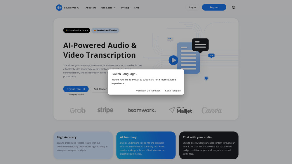 Soundtype Ai website screenshot