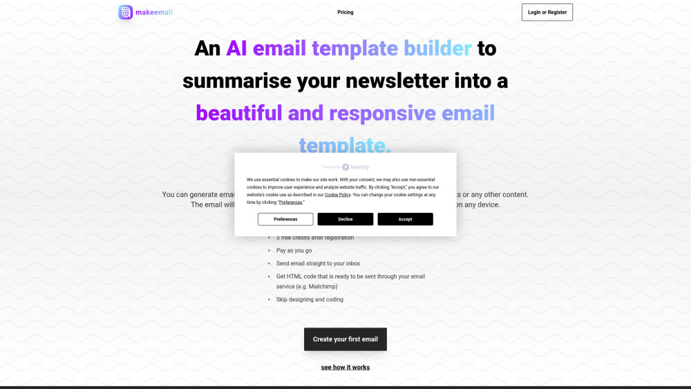 Makeemail website screenshot