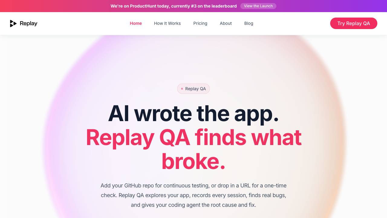 Replay website screenshot