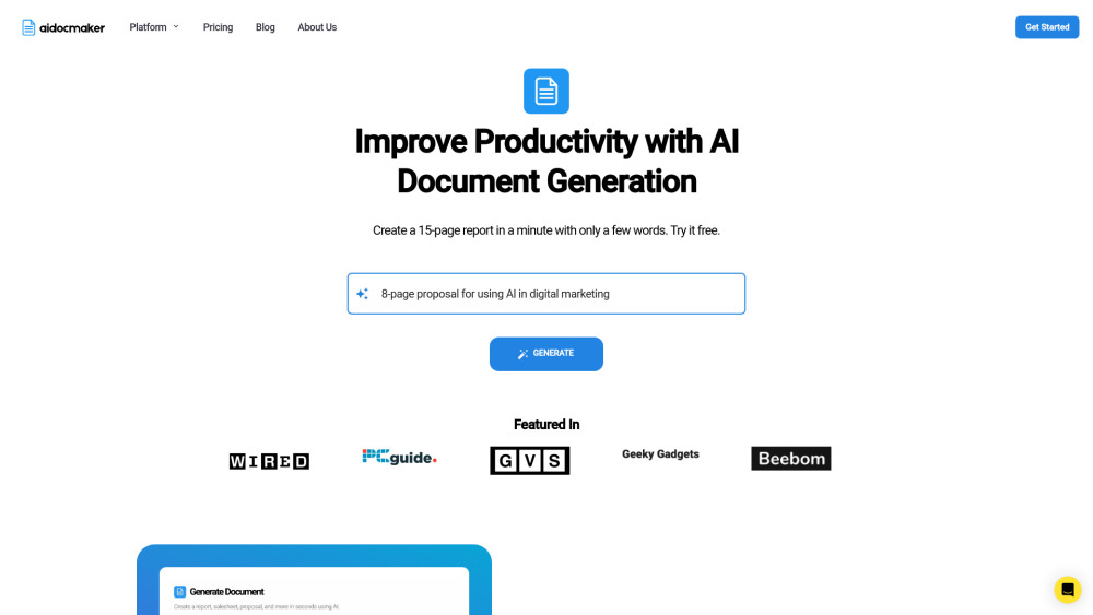 Aidocmaker website screenshot