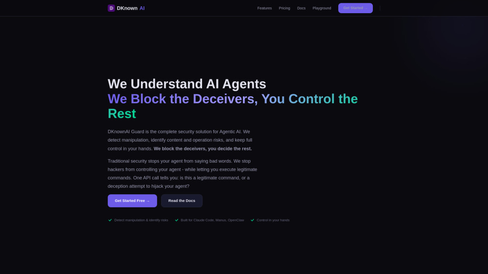 Dknownai Guard website screenshot