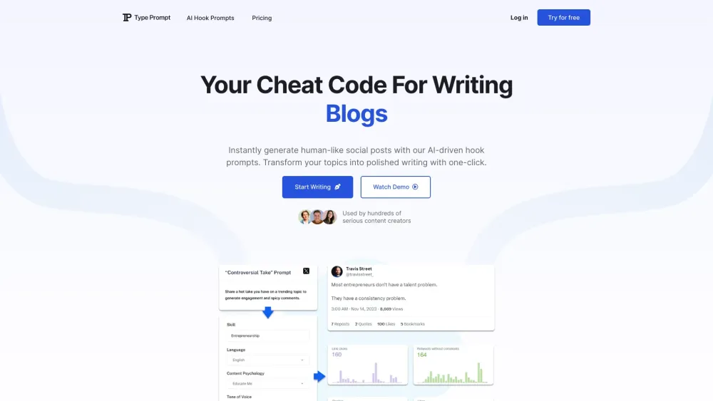 Typeprompt website screenshot