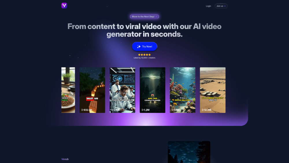 Vexub website screenshot