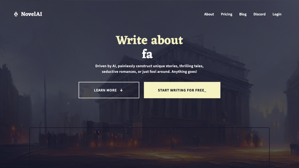 Novelai website screenshot