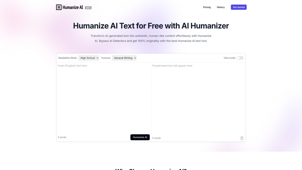 Ai Humanize Ai website screenshot