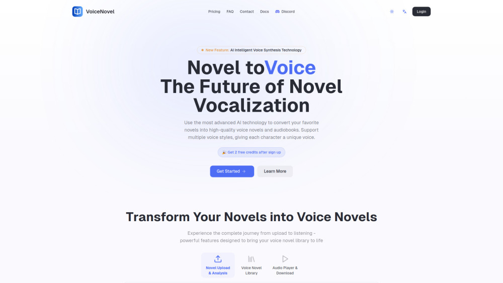 Voicenovel website screenshot