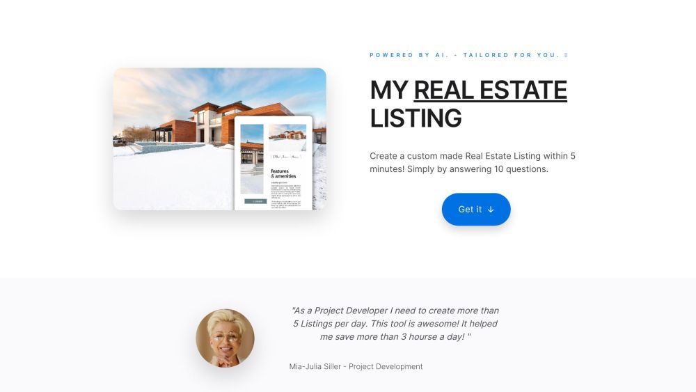 My Real Estate Listing Ai website screenshot