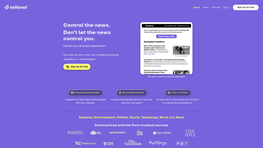 Tailored Pod website screenshot