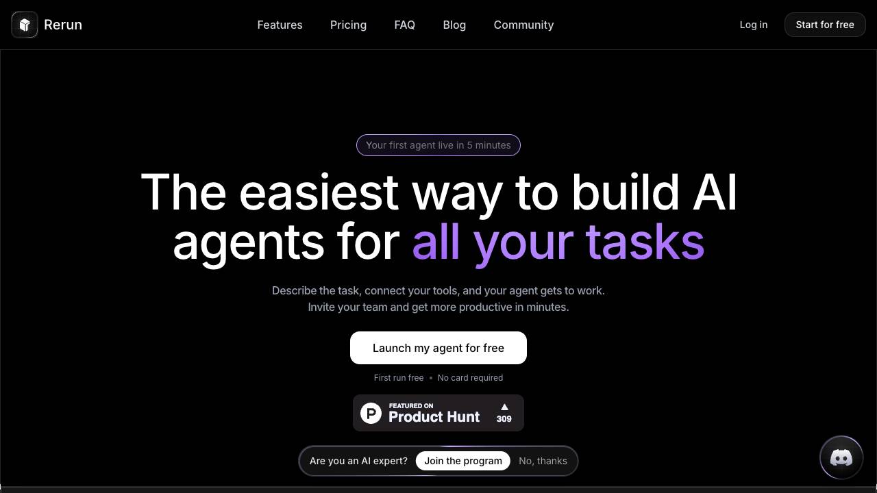 Rerun website screenshot