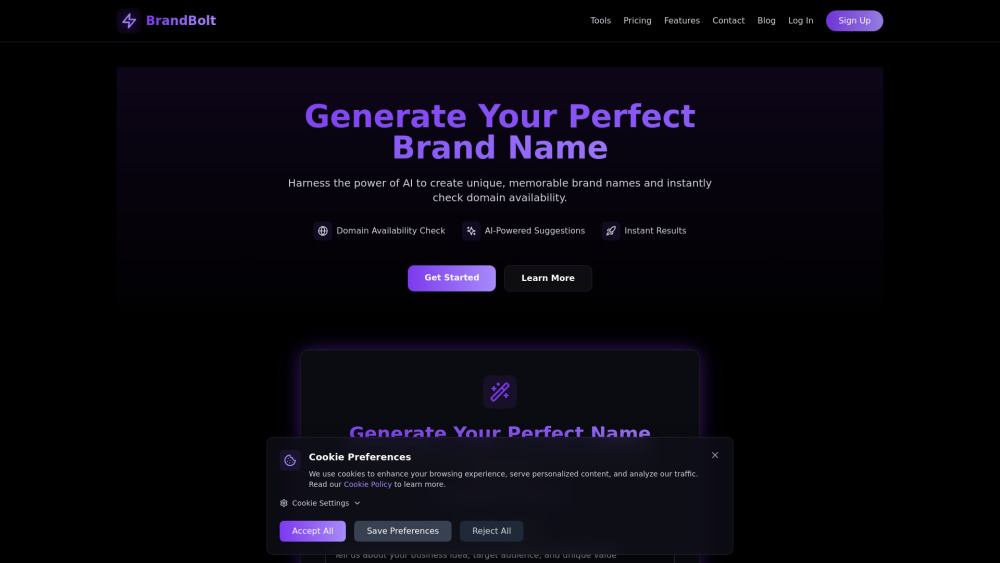 Brandbolt website screenshot