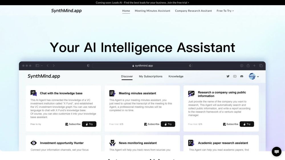Synthsearcher Ai website screenshot
