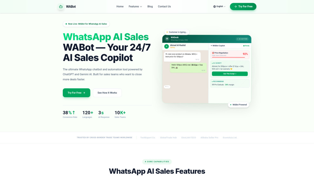 Whatsapp Ai Sales website screenshot