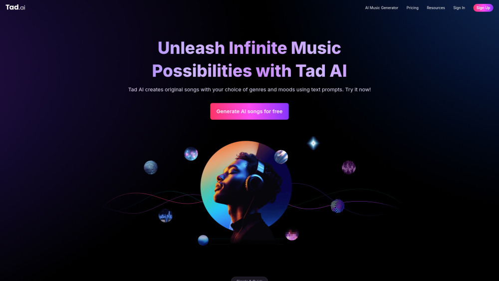 Tad Ai website screenshot