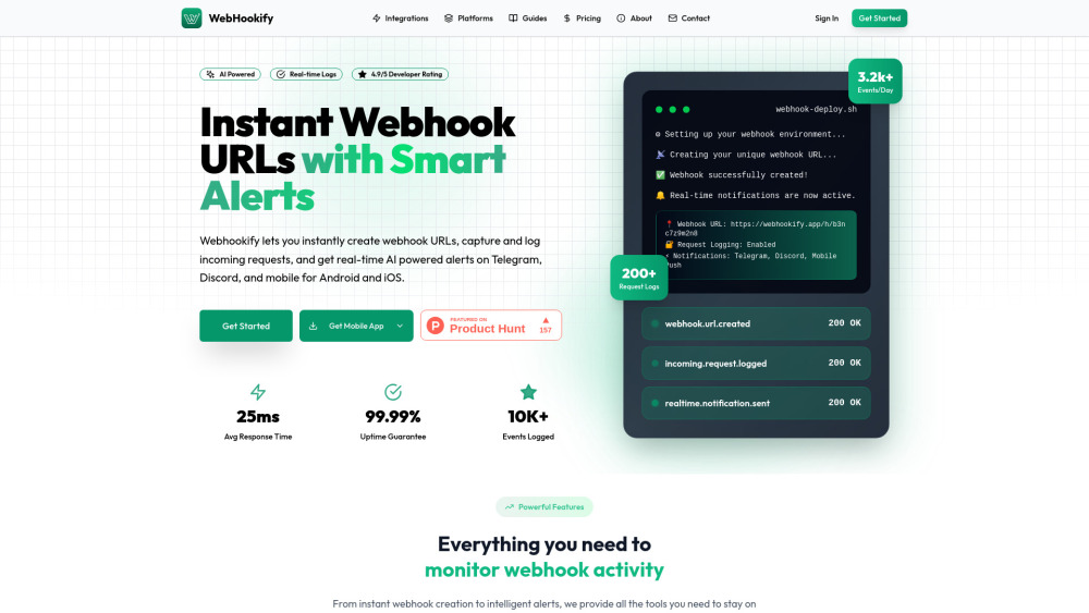 Webhookify website screenshot
