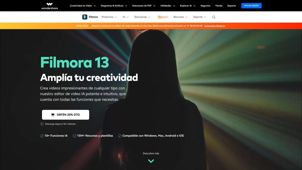 Wondershare Filmora Es website screenshot