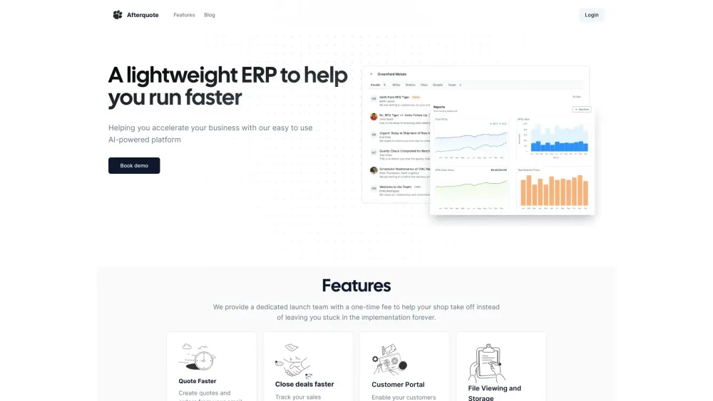 Afterquote website screenshot