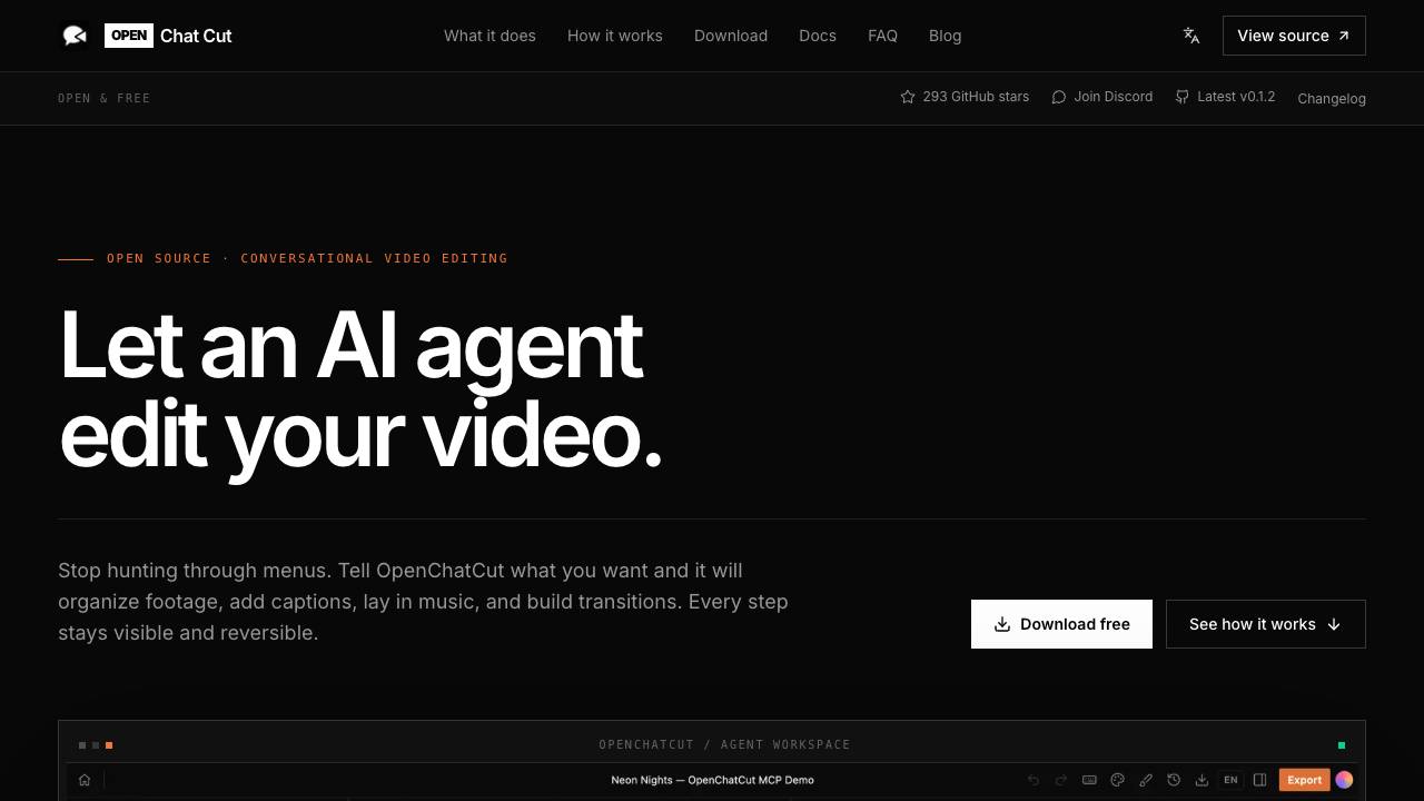 OpenChatCut website screenshot