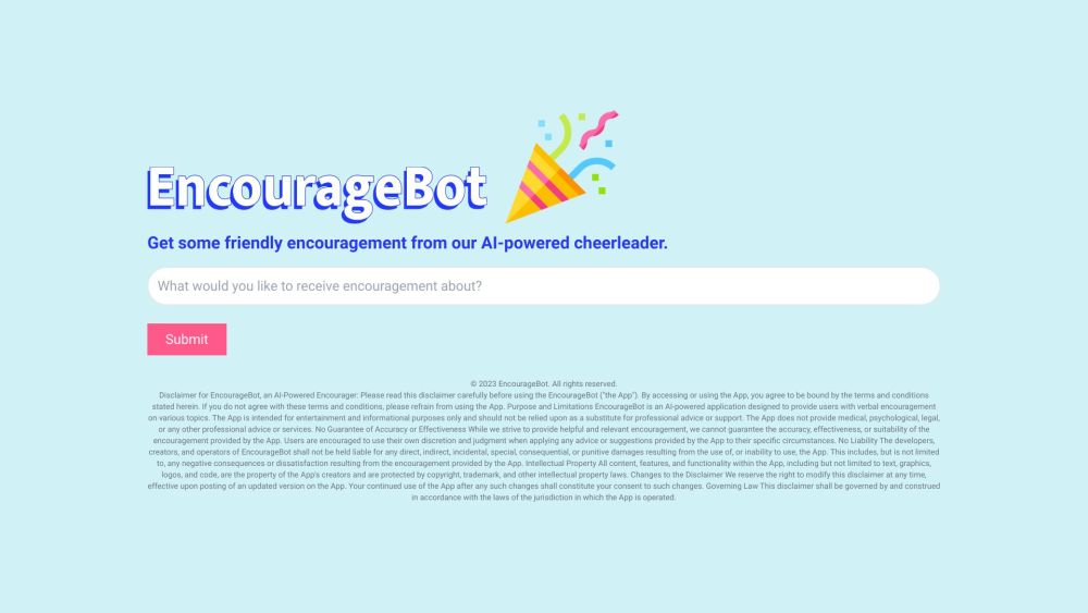Encouragebot website screenshot