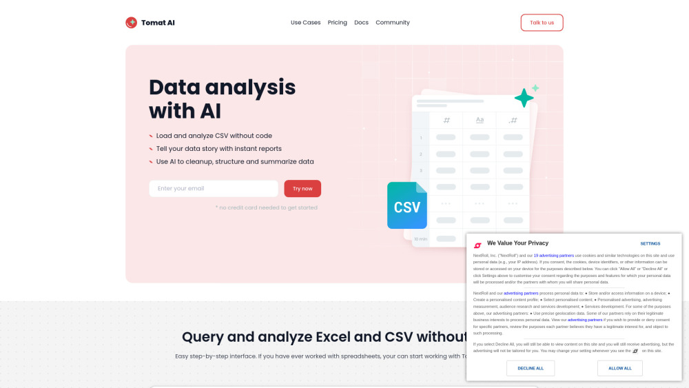 Tomat website screenshot