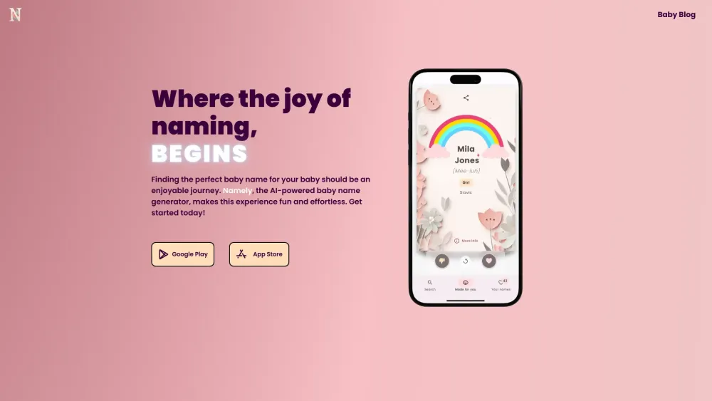 Namely website screenshot
