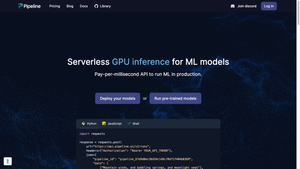 Mystic AI website screenshot