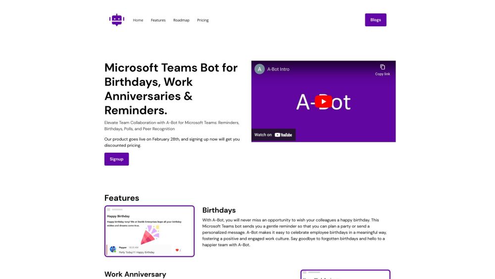 A-Bot website screenshot