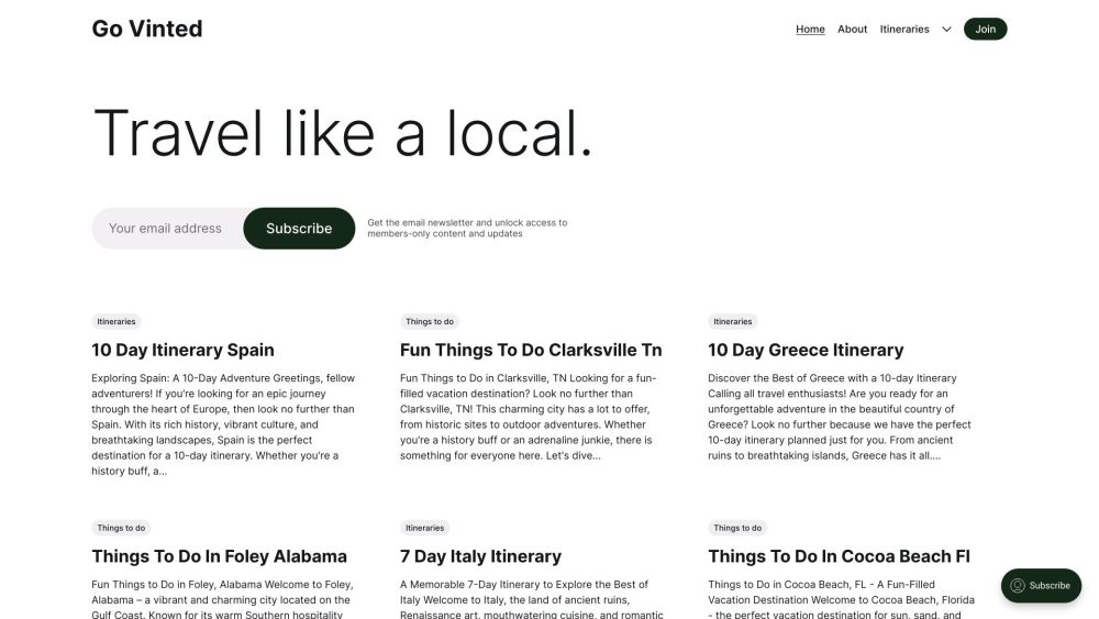 AI Article & Guide Platform website screenshot
