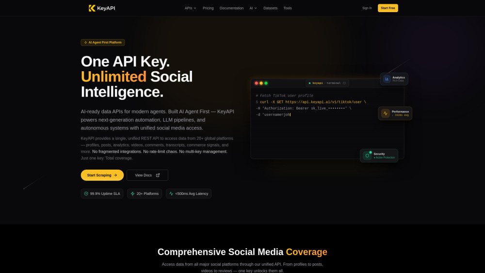 Keyapi Ai website screenshot