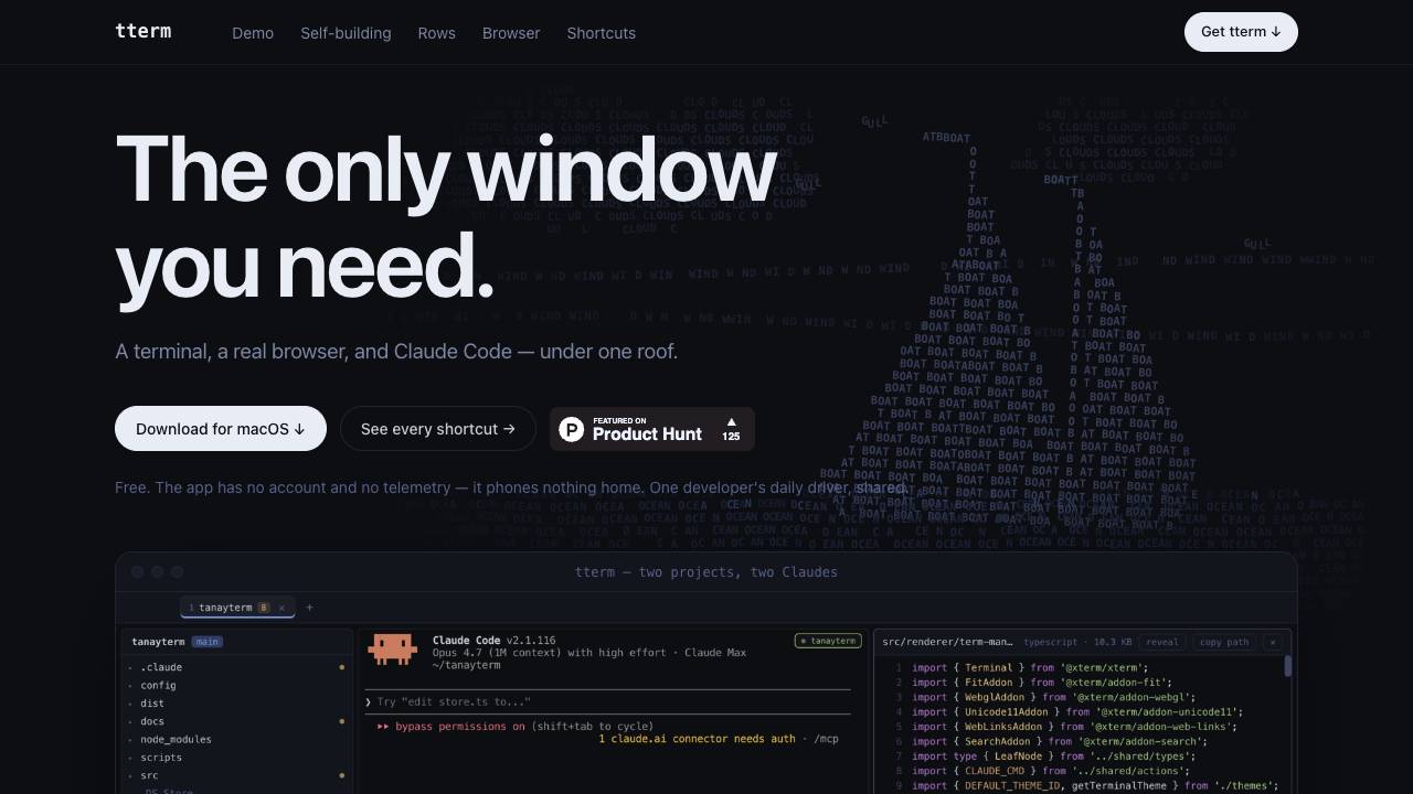 tterm website screenshot