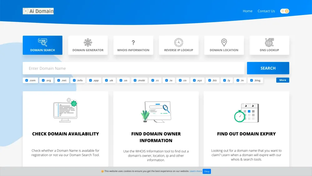 Aidomain website screenshot