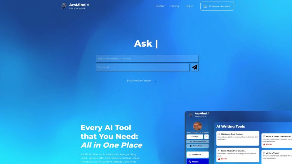 Aramind Ai website screenshot