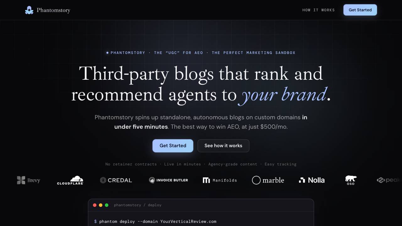 Phantomstory website screenshot