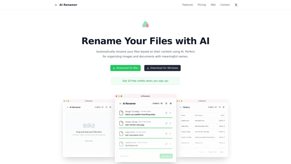 Ai Renamer website screenshot