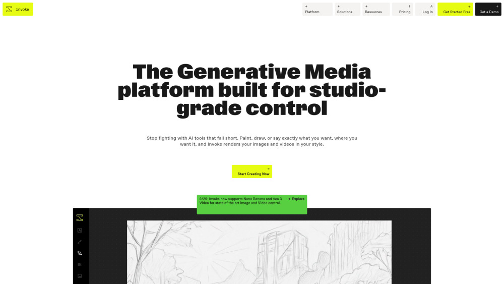 Invoke website screenshot