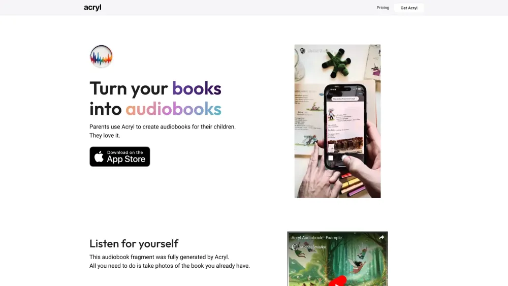 Acryl website screenshot