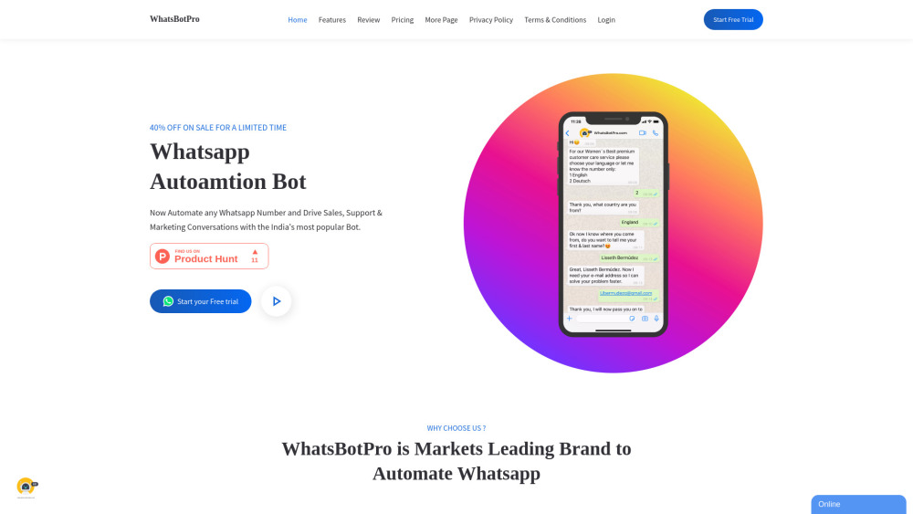 Whatsbotpro website screenshot