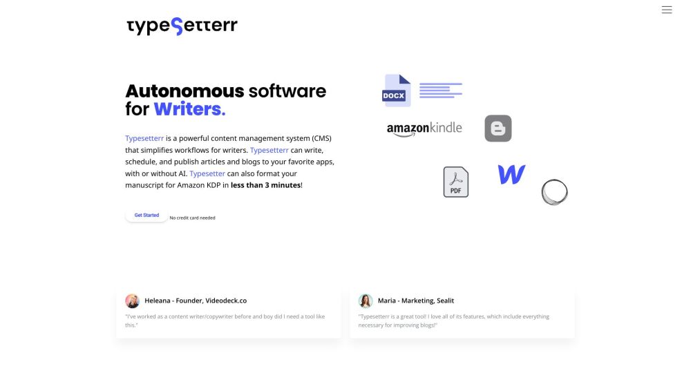 Typesetterr website screenshot
