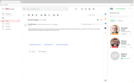 Xiq Gmail Extension website screenshot