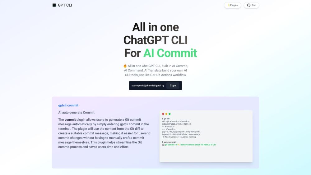 Gptcli website screenshot